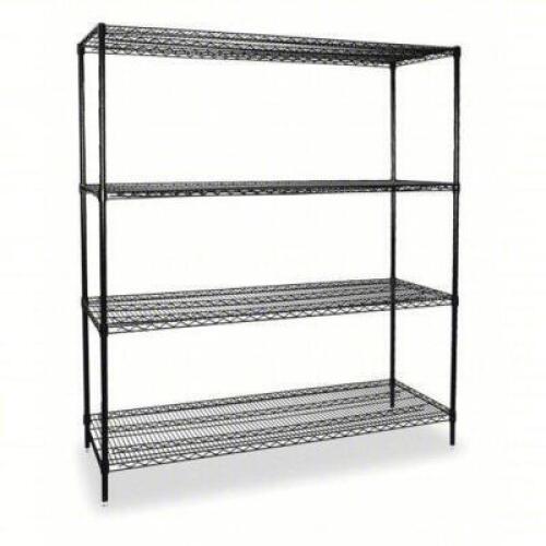 DESCRIPTION: (1) WIRE SHELVING UNIT BRAND/MODEL: PRODUCT NUMBER #2KPL1 INFORMATION: BLCK, WIRE, 4 SHELVES SIZE: 48" X 18" X 63" RETAIL$: $253.86 EA QT