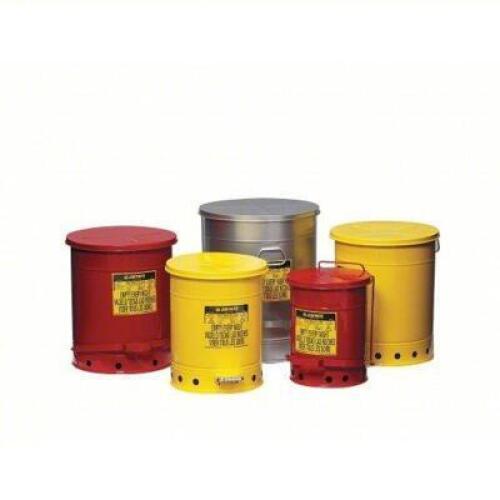 DESCRIPTION: (1) OILY WASTE CAN BRAND/MODEL: JUSTRITE #3TCH7 INFORMATION: RED, SELF CLOSING, FOOT OPERATED SIZE: 6 GAL RETAIL$: $105.36 EA QTY: 1