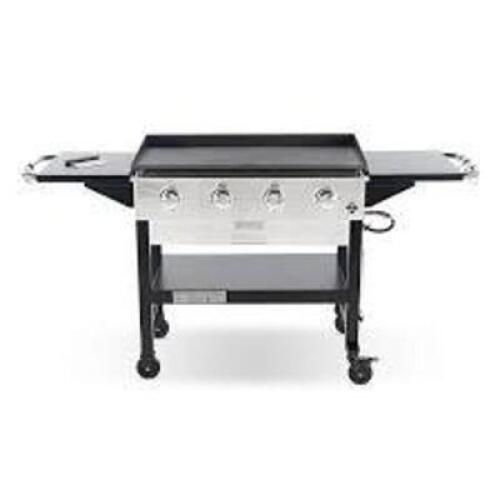 DESCRIPTION: (1) 4 BURNER GAS GRIDDLE BRAND/MODEL: MEMBERS MARK INFORMATION: BLACK, OVERSIZED SIDE TABLES, FOLDING RETAIL$: $250.00 EA QTY: 1