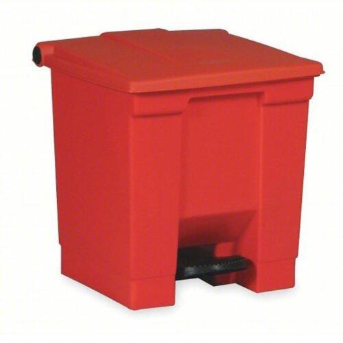 DESCRIPTION: (1) STEP-ON TRASH CONTAINER BRAND/MODEL: RUBBERMAID COMMERCIAL #3U647 INFORMATION: RED, PLASTIC, 8 GAL CAPACITY SIZE: 17" H X 15-3/4" W X