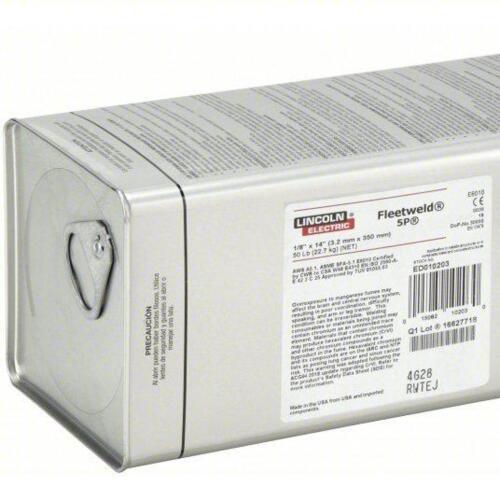 DESCRIPTION: (1) STICK ELECTRODES BRAND/MODEL: LINCOLN ELECTRIC #49JR43 INFORMATION: CARBON STEEL, E6010, 1/8 IN X 14 IN, 50 LB, FLEETWELD 5P SIZE: 1/