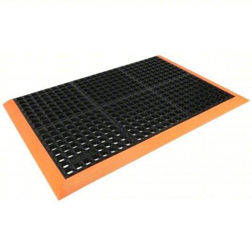 DESCRIPTION: (1) ANTI FATIGUE MAT BRAND/MODEL: CONDOR INFORMATION: BLACK WITH ORANGE BORDER SIZE: APPROX 3' X 5' RETAIL$: $95.95 EA QTY: 1