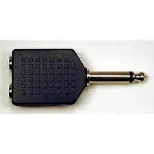 DESCRIPTION: (1) BOX OF APPROX (50) AUDIO ADAPTER BRAND/MODEL: MCM CUSTOM AUDIO #27-1020 SIZE: 1/4" PLUG TO TWO JACKS RETAIL$: $2.99 PER JACK QTY: 1