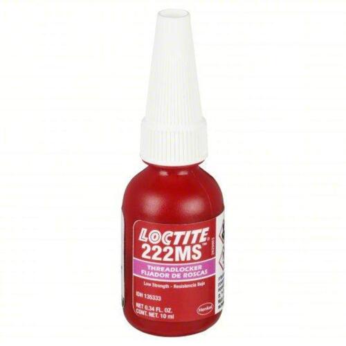 DESCRIPTION: (10) LOW STRENGTH THREAD LOCKER BRAND/MODEL: LOCTITE 222MS SIZE: 0.34 FL OZ RETAIL$: 231.8 QTY: 10