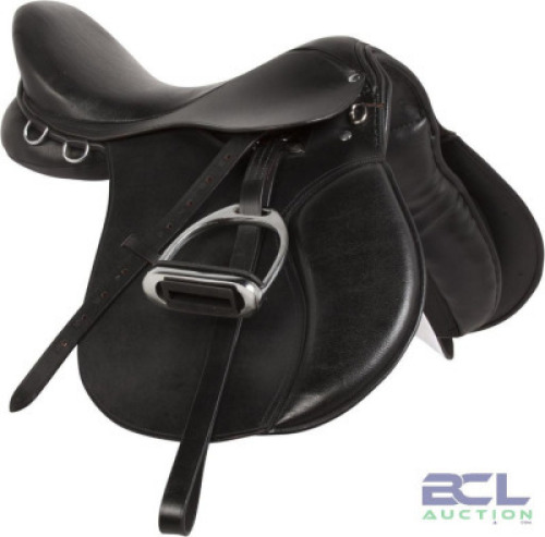 BLACK LEATHER SHOW JUMPING ENGLISH SADDLE PACKAGE