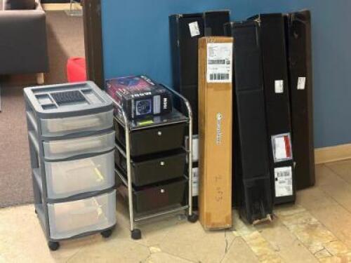 (2) - ROLLING ORGANIZERS WITH ASSORTED DISPLAY HARDWARE