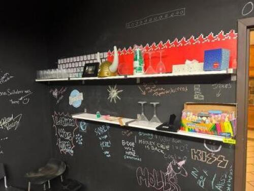 WALL SHELVES AND CONTENTS