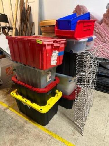 (8) - STORAGE BINS WITH ASSORTED DECOR