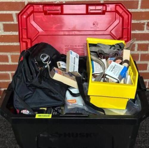 LARGE STORAGE CONTAINER WITH ASSORTED HARDWARE ITEMS