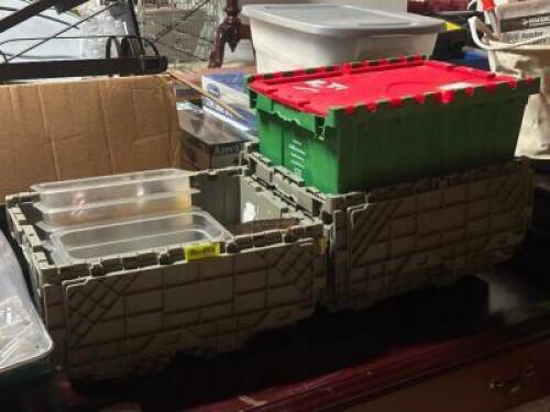 (4) - STACKABLE BINS WITH ASSORTED SMALLWARE