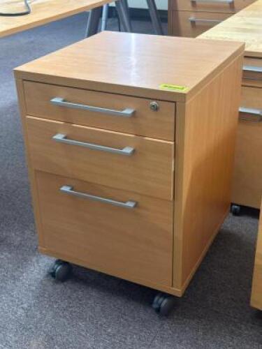 (2) - MATCHING / THREE DRAWER ROLLING FILE CABINETS