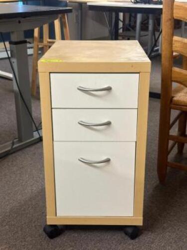 (2) - MATCHING / THREE DRAWER ROLLING FILE CABINETS