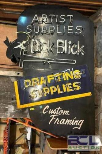VINTAGE "DICK BLICK" DRAFTING SUPPLIES NEON SIGN