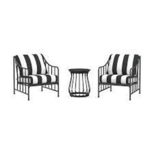 DESCRIPTION: (1) STATIONARY CHAT SET BRAND/MODEL: BETTER HOMES AND GARDENS INFORMATION: AUBREY, STRIPE SIZE: 3 PIECE RETAIL$: $298.00 EA QTY: 1
