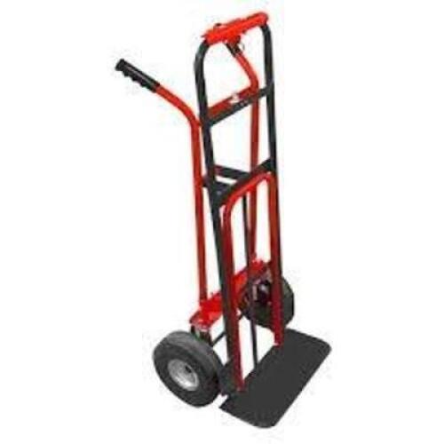 DESCRIPTION: (1) HAND TRUCK WITH TRAILER JACK INFORMATION: RED, STEEL, MUST COME INSPECT RETAIL$: $279.00 EA QTY: 1