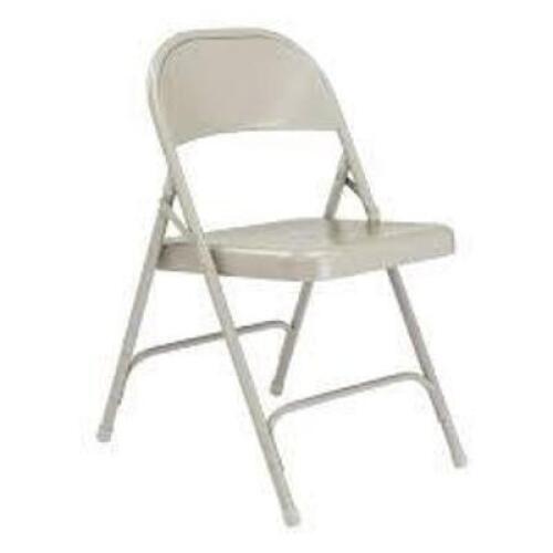 DESCRIPTION: (3) BASIC FOLDING CHAIR BRAND/MODEL: NATIONAL PUBLIC SEATING #52 INFORMATION: ALL STEEL, GRAY FRAME RETAIL$: $102.14 TOTAL QTY: 3