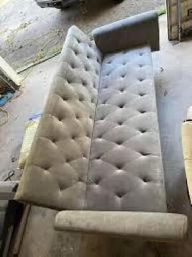 DESCRIPTION: (1) RECLINING SOFA BRAND/MODEL: GEORGE AND MASON INFORMATION: GRAY, VELOR, NO LEGS RETAIL$: $399.00 EA QTY: 1
