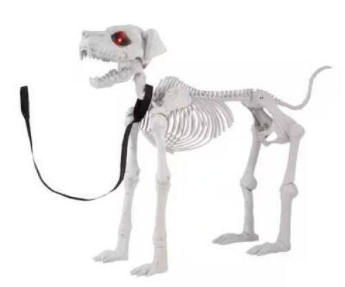 DESCRIPTION: (1) YARD DECOR TO SKELETON DOG INFORMATION: RED, LED EYES SIZE: 64.2" x 20" x 47.8" RETAIL$: $299.99 EA QTY: 1