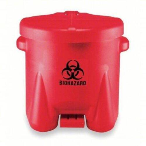DESCRIPTION: (1) BIOHAZARD WASTE CAN BRAND/MODEL: EAGLE #4RF68 INFORMATION: RED, POLYETHYLENE, 10 GALLON CAPACITY SIZE: 18" H X 22" W X 18" L RETAIL$: