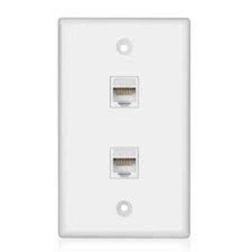 DESCRIPTION: (1) WALL PLATE FOR DUAL ETHERNET CABLE INFORMATION: WHITE RETAIL$: $18.46 EA QTY: 1