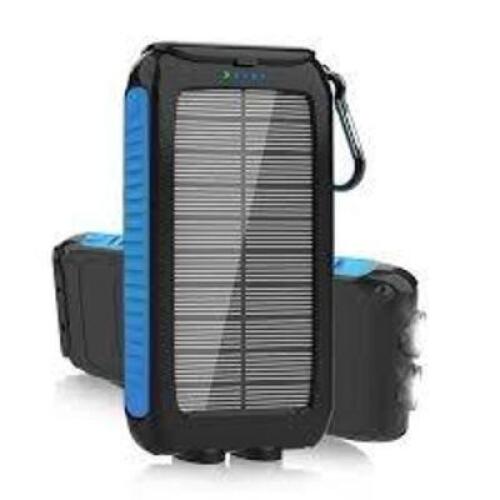 DESCRIPTION: (1) SOLAR POWERED BATTERY BANK INFORMATION: BLUE, 38800 MAH RETAIL$: $29.99 EA QTY: 1