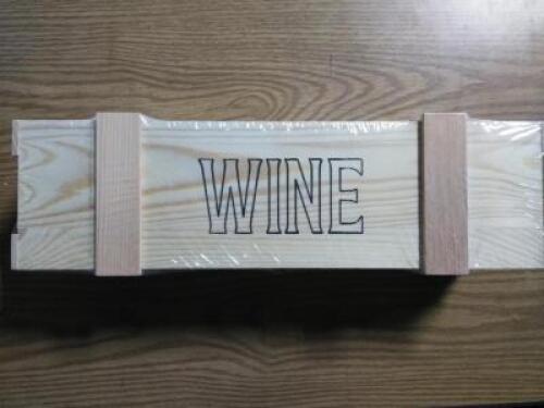 DESCRIPTION: (12) WOODEN BOXES INFORMATION: "WINE" PRINTED ON FRONT RETAIL$: $32.03 EA QTY: 12