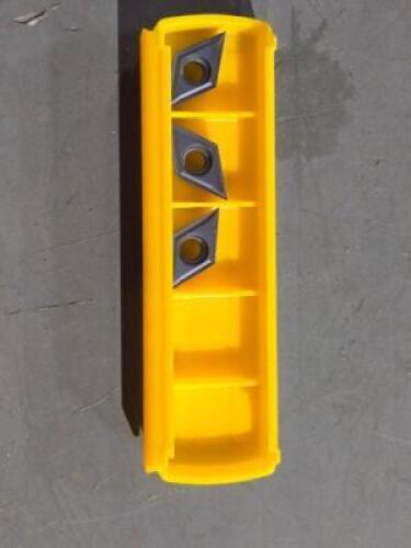 DESCRIPTION: (3) CARBIDE TURNING INSERTS BRAND/MODEL: KENNAMETAL DCMT32505LF RETAIL$: 70.65 QTY: 3