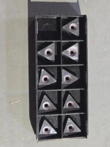 DESCRIPTION: (9) CARBIDE TURNING INSERTS BRAND/MODEL: INTERSTATE TPGB322 I22 RETAIL$: 104.22 QTY: 9