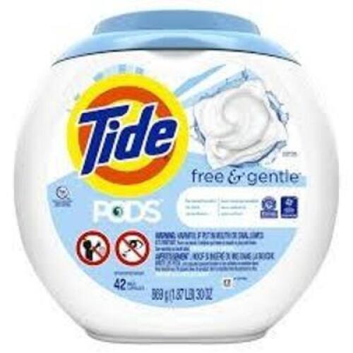 DESCRIPTION: (1) FREE & GENTLE LAUNDRY PODS BRAND/MODEL: TIDE SIZE: 42ct RETAIL$: 18.99 QTY: 1