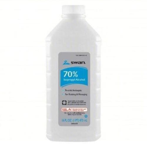DESCRIPTION: (12) 70% RUBBING ALCOHOL BRAND/MODEL: SWAN 2MRZ2 SIZE: 16OZ RETAIL$: 63.36 QTY: 12