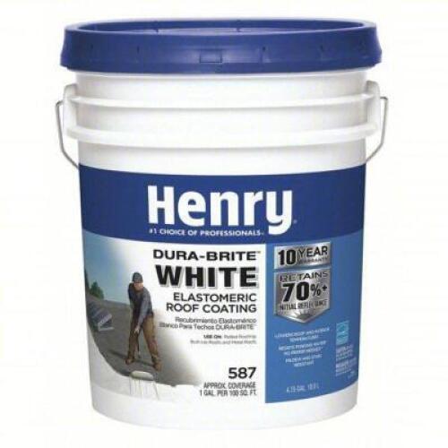 DESCRIPTION: (1) ELASTOMERIC WHITE ROOF COATIN BRAND/MODEL: HENRY HE587372 SIZE: 4.75 GAL RETAIL$: 203.87 QTY: 1