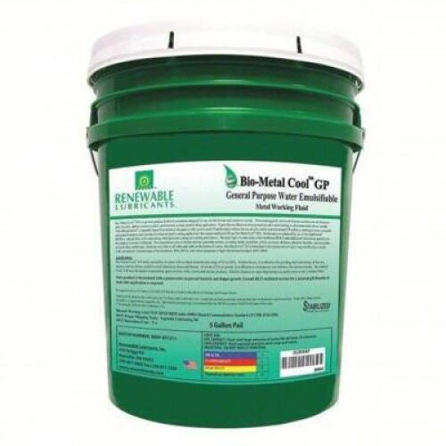 DESCRIPTION: (1) WATER SOLUBLE CUTTING OIL BRAND/MODEL: RENWABLE LUBRICANTS 86804 SIZE: 5 GAL RETAIL$: 381.66 QTY: 1