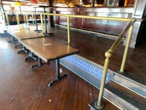 APPROX. 250 LINEAR FEET OF 2" BRASS RAIL, INCLUDES FOOT RAIL, HAND RAIL, AND PARTITION TOP RAIL.