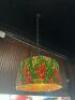 STAINED GLASS TIFFANY STYLE PENDANT LAMP WITH FLORAL MOTIF - 2