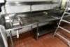 16' STAINLESS PREP COUNTER W/ SINK AND UNDER COUNTER STORAGE.