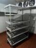 48" X 24" SIX TIER ROLL ABOUT PLASTIC SHELF.