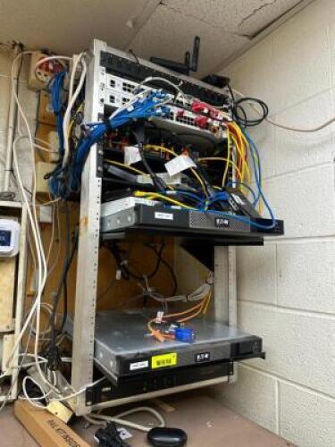 ELECTRONICS SERVER RACK W/ CONTENTS .