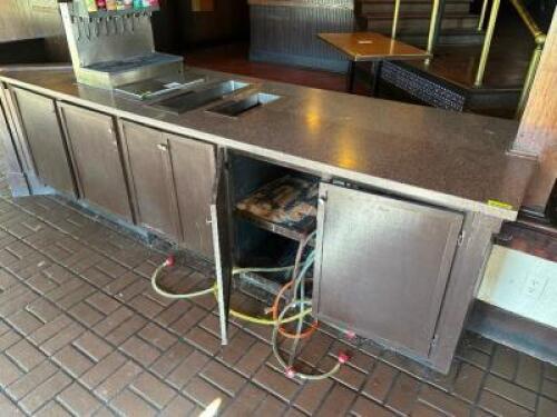 9' FORMICA BEVERAGE STATION COUNTER TOP W/ WOODEN BASE.