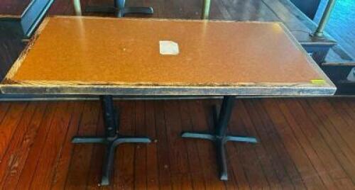 (2) 60" X 30" COMPOSITE TOP TABLES W/ DOUBLE PEDESTAL BASES.
