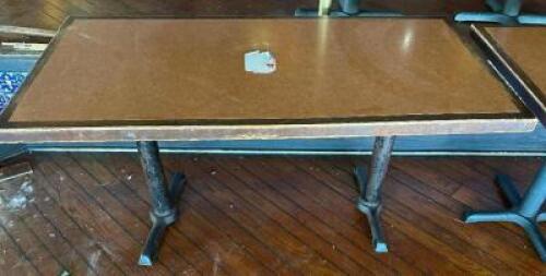 (2) 60" X 30" COMPOSITE TOP TABLES W/ DOUBLE PEDESTAL BASES.