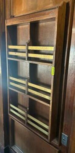 SIX GROUP WALL MOUNTED WOODEN MENU RACK / HOLDER.