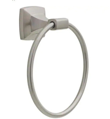 PORTWOOD WALL MOUNT ROUND CLOSED TOWEL RING BATH HARDWARE ACCESSORY IN BRUSHED NICKEL