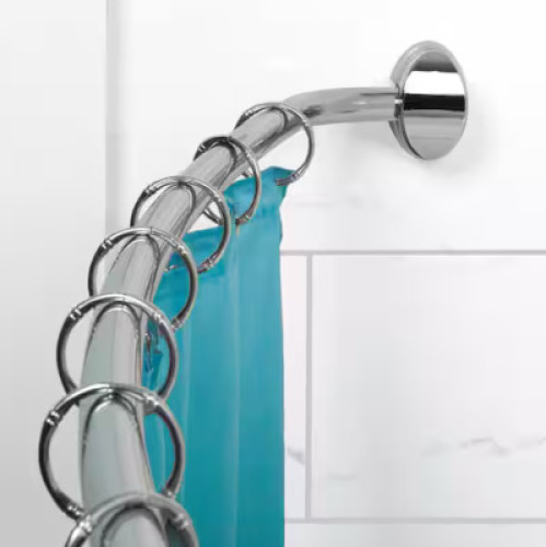 NEVERRUST 44 IN. TO 72 IN. ALUMINUM ADJUSTABLE CURVED SHOWER ROD IN CHROME