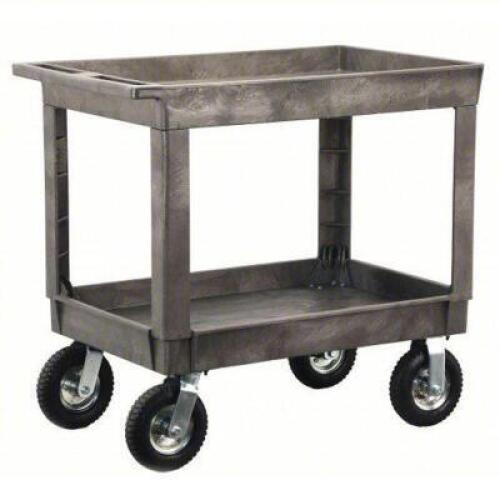 DESCRIPTION: (1) UTILITY CART WITH DEEP LIPPED PLASTIC SHELVES BRAND/MODEL: PRODUCT NUMBER #401R92 INFORMATION: 500 LB CAPACITY, GRAY. PLASTIC SIZE: 2