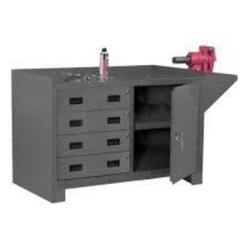DESCRIPTION: (1) STATIONARY INDUSTRIAL WORKSTATION BRAND/MODEL: DURHAM #72339732 INFORMATION: LOCKING, BENCH CABINET, 2000 LB CAPACITY, 4 DRAWER SIZE: