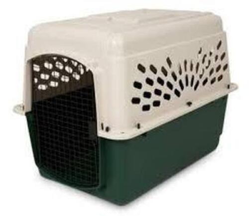 DESCRIPTION: (1) KENNEL CRATEBRAND/MODEL: RUFF MAXINFORMATION: GREEN AND GRAY, PLASTIC, FRONT DOORSIZE:&nbsp;APPROX 27" X 40" X 30"RETAIL$: $184.00 EAQTY: 1