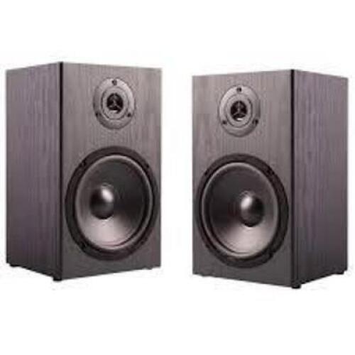DESCRIPTION: (1) 2 WAY BOOKSHELF SPEAKER PAIR BRAND/MODEL: STELLAR LABS #50 20820 INFORMATION: MISSING ONE SPEAKER GRILL SIZE: 7" W X 11.8" H X 6.43"