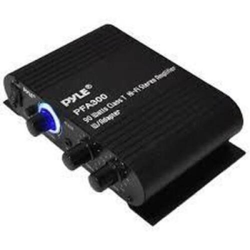 DESCRIPTION: (1) HI FI STEREO AMPLIFIER WITH ADAPTER BRAND/MODEL: PYLE #PFA300 INFORMATION: BLACK SIZE: 90 WATTS RETAIL$: $42.30 EA QTY: 1