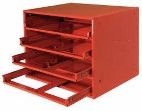DESCRIPTION: (1) SLIDING DRAWER CABINET FRAME BRAND/MODEL: DURHAM #49H236 INFORMATION: FOR 4 DRAWERS, RED, BEARING SIZE: 20 IN X 15 3/4 IN X 15 IN RET