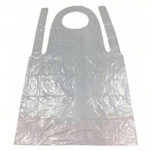 DESCRIPTION: (2) PACKS OF (100) DISPOSABLE BIB APRON BRAND/MODEL: CONDOR/9F378 INFORMATION: WHITE/OPEN BACK SIZE: 46"L X 28"W RETAIL$: $30.93 PER PK O